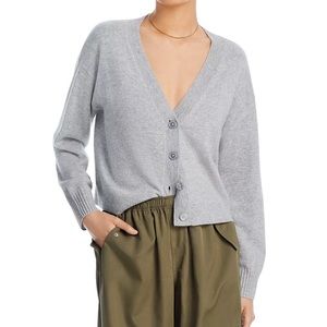 Aqua Cashmere Light Grey V-neck cardigan / XS